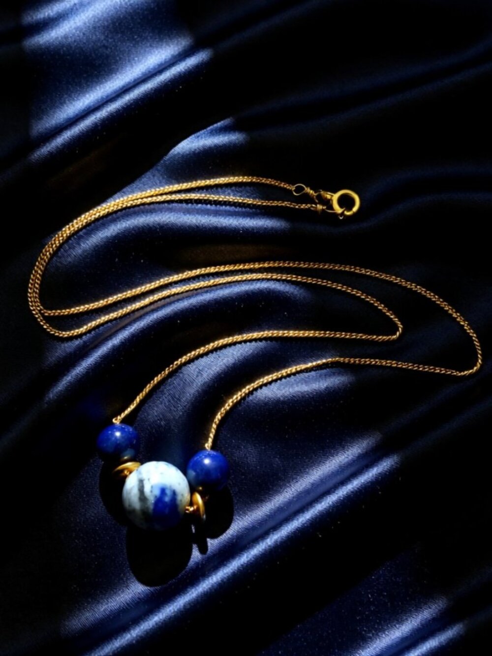 Handmade! Lapis Lazuli Floating Necklace - Dainty Chain 21" - Business or Casual
